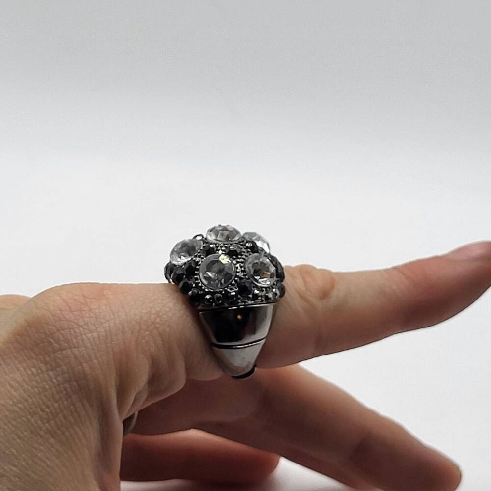 Chunky Darkle and Rhinestone Fashion Ring